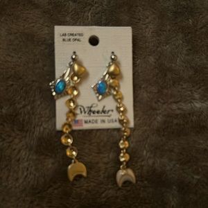 Lab created Blue Opal earrings